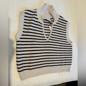 Striped Sleeveless Knit Sweater Vest